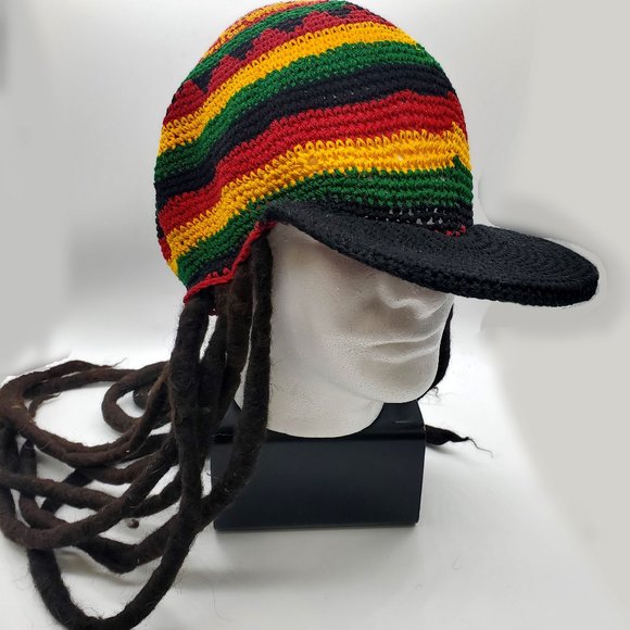 Multicolor Reggae Rasta Hat Dreadlocks Long Halloween Costume Wig Cosplay - Picture 1 of 5